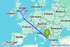 Map of the flight from London Gatwick to Brindisi