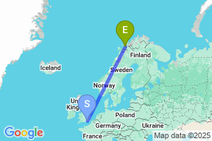 Map of the flight from London Gatwick to Bardufoss