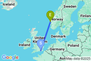 Map of the flight from London Gatwick to Bergen