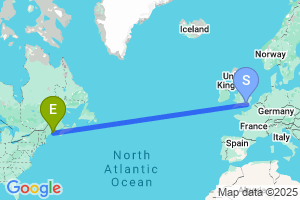 Map of the flight from London Gatwick to Bar Harbor