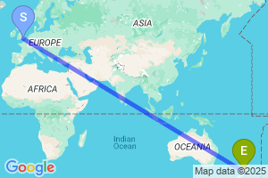 Map of the flight from London Gatwick to Blenheim