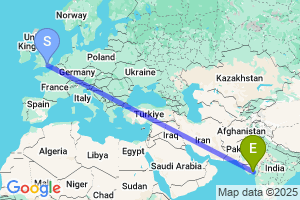 Map of the flight from London Gatwick to Bhavnagar