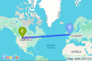 Map of the flight from London Gatwick to Billings