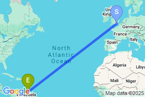 Map of the flight from London Gatwick to Barcelona