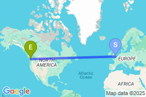 Map of the flight from London Gatwick to Bellingham