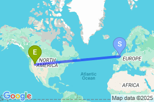 Map of the flight from London Gatwick to Boise