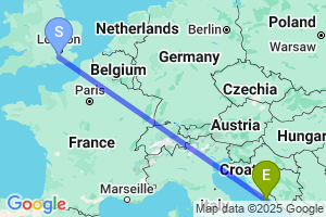 Map of the flight from London Gatwick to Bol