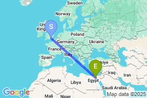 Map of the flight from London Gatwick to Cairo