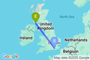 Map of the flight from London Gatwick to Campbeltown