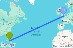 Map of the flight from London Gatwick to Cayo Coco