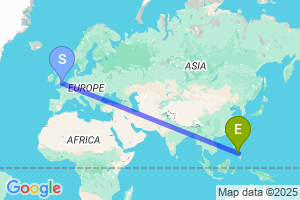 Map of the flight from London Gatwick to Cebu