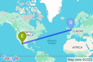 Map of the flight from London Gatwick to Ciudad Obregon