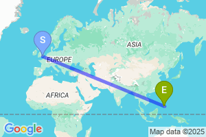 Map of the flight from London Gatwick to Cagayan De Oro