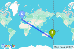 Map of the flight from London Gatwick to Christchurch