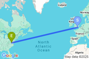 Map of the flight from London Gatwick to Charlottesville