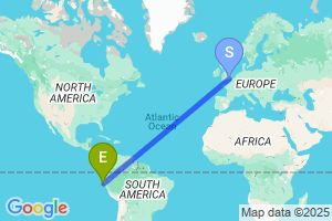 Map of the flight from London Gatwick to Chiclayo