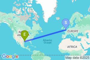 Map of the flight from London Gatwick to College Station