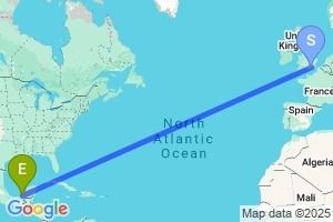 Map of the flight from London Gatwick to Ciudad Del Carmen