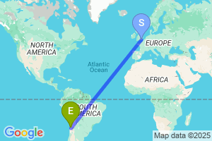 Map of the flight from London Gatwick to Copiapo