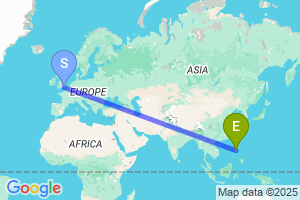 Map of the flight from London Gatwick to Angeles