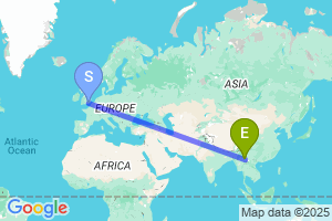 Map of the flight from London Gatwick to Long No