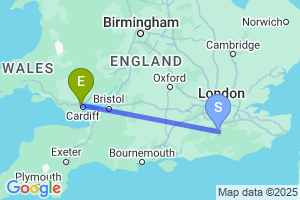 Map of the flight from London Gatwick to Cardiff