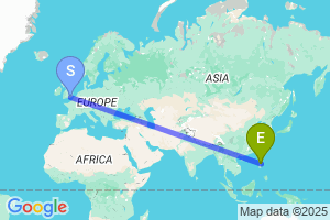 Map of the flight from London Gatwick to Cauayan