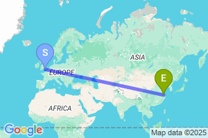 Map of the flight from London Gatwick to Changzhou