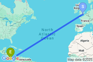 Map of the flight from London Gatwick to David