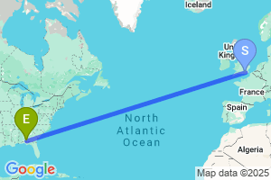 Map of the flight from London Gatwick to Dothan
