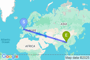 Map of the flight from London Gatwick to Diqing