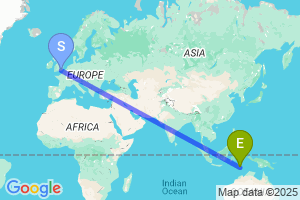 Map of the flight from London Gatwick to Dili