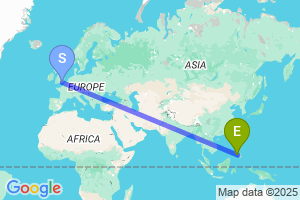 Map of the flight from London Gatwick to Dipolog