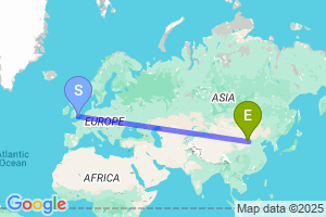 Map of the flight from London Gatwick to Dongsheng