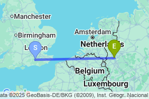 Map of the flight from London Gatwick to Dusseldorf