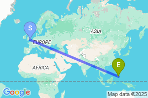 Map of the flight from London Gatwick to Davao