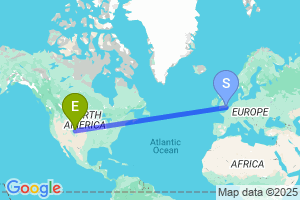 Map of the flight from London Gatwick to Vail