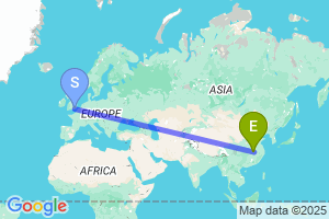 Map of the flight from London Gatwick to Ezhou