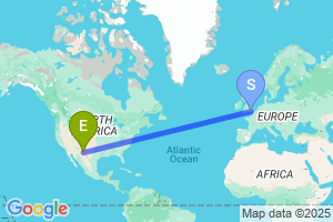 Map of the flight from London Gatwick to El Paso