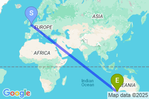 Map of the flight from London Gatwick to Esperance