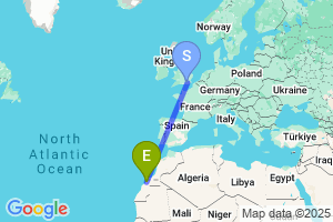 Map of the flight from London Gatwick to Laayoune Hassan I