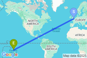 Map of the flight from London Gatwick to Fakarava