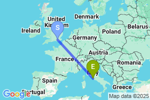 Map of the flight from London Gatwick to Rome Fiumicino