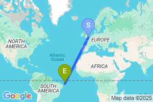 Map of the flight from London Gatwick to Fernando De Noronha