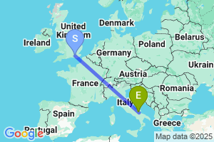 Map of the flight from London Gatwick to Foggia Gino Lisa