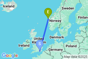 Map of the flight from London Gatwick to Floro