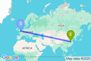 Map of the flight from London Gatwick to Fuyang