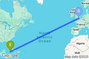 Map of the flight from London Gatwick to George Town