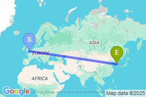 Map of the flight from London Gatwick to Gimpo International Airport