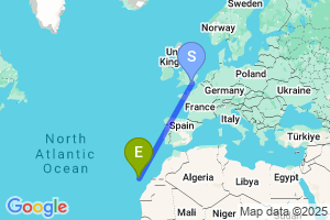 Map of the flight from London Gatwick to La Gomera Tenerife